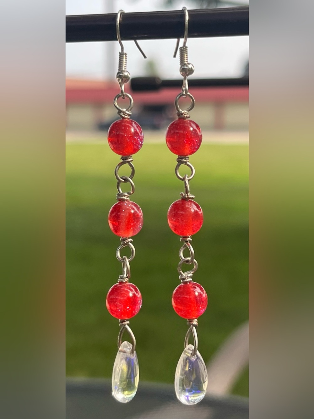 Red bead Glass Drop Earrings - Women Jewelry
